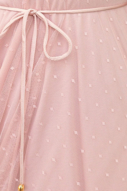 Heidi-Mode | Sommer Cinderella Tüll Polka Dots Bindeschulter Midi Kleid