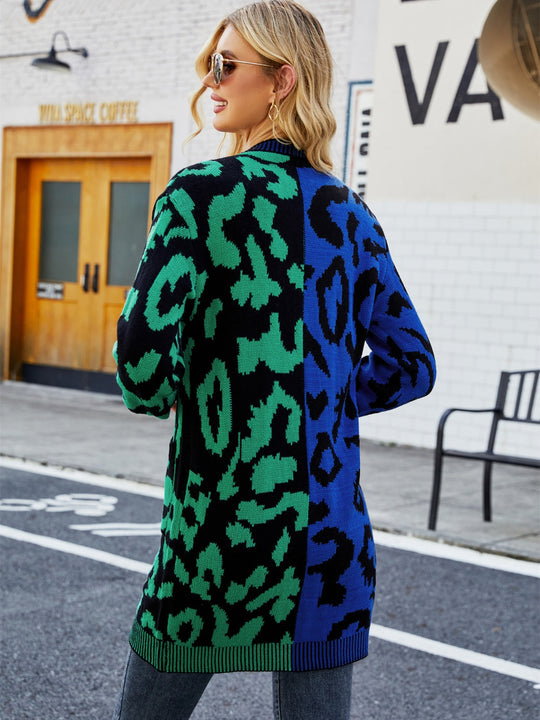 Heidi-Mode | Engel Flügel Leopard Knopfverschluss Longline Cardigan
