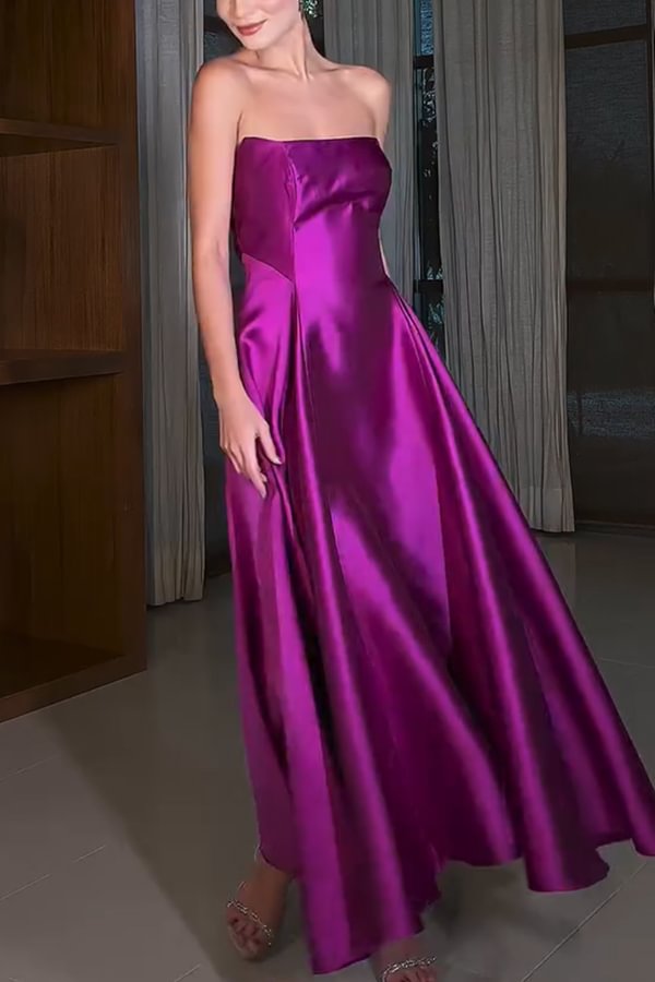 Heidi-Mode | Cinderella'S Dream Satin Quadrat Off-Shoulder Maxi Kleid