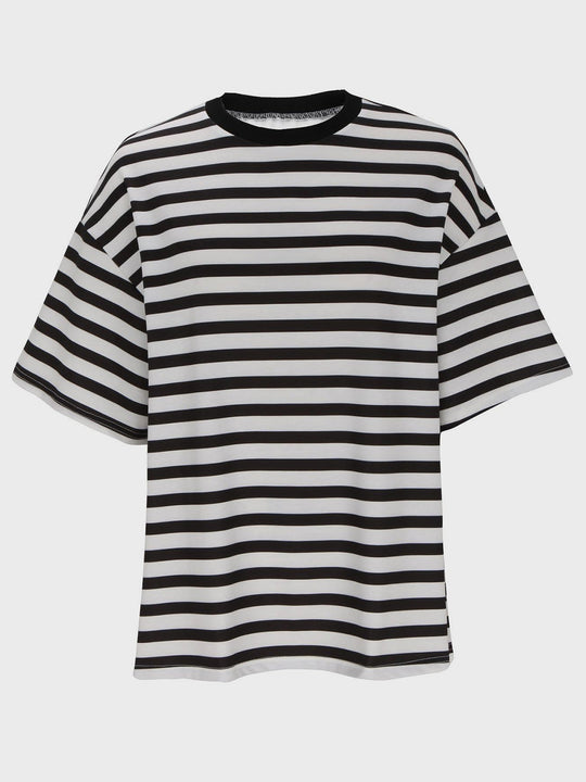 Heidi-Mode | Gestreiftes Rundhals-Halbarm-T-Shirt