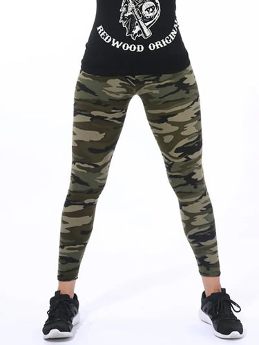 – lässige camouflage-leggings mit hoher taille