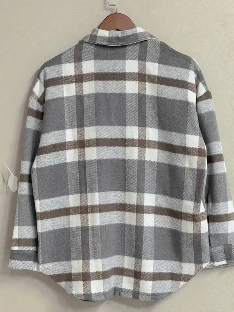 Elegante kariert Blazer mit Knöpfen und langen Ärmeln