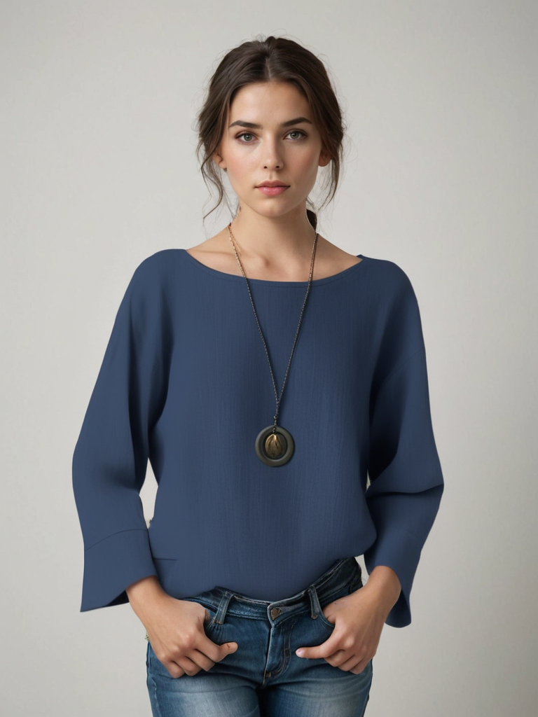 Heidi-Mode | Asymmetrische Elegante Bluse mit Festem Bund