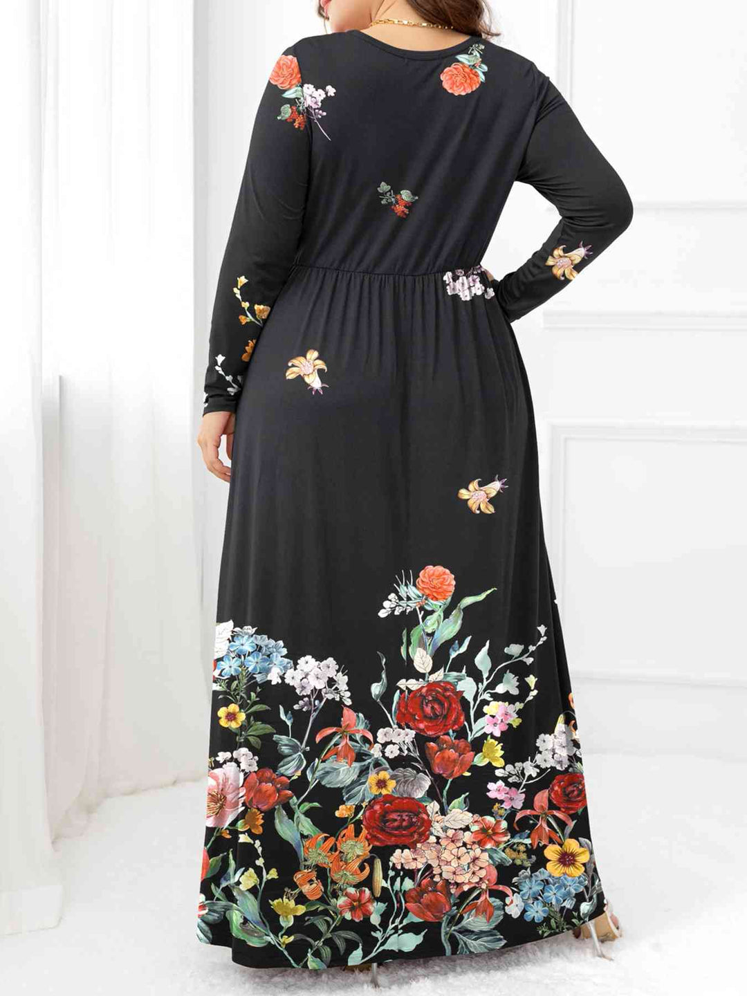 Heidi-Mode | Plus Size Rundhals Maxi Kleider mit Taschen