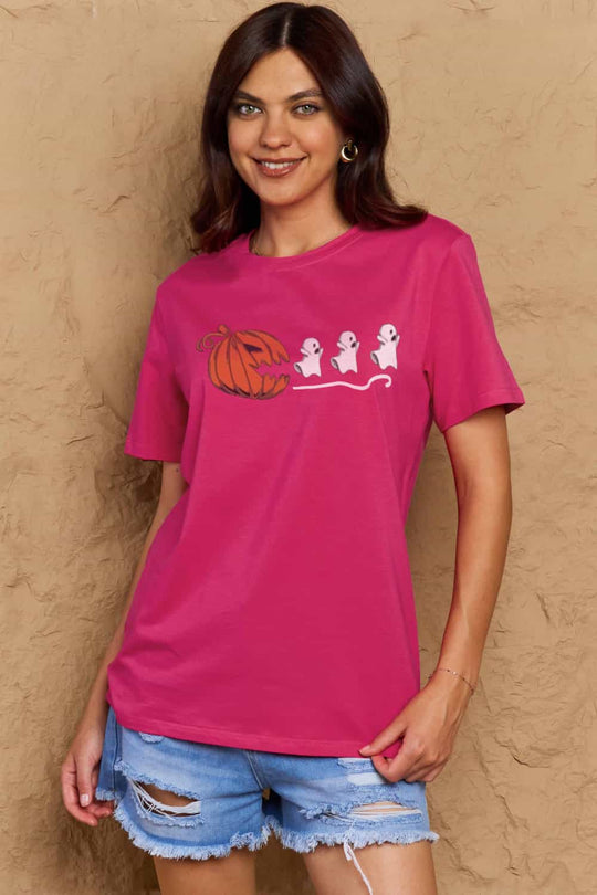 Heidi-Mode | Simply Love Vollgröße Kürbisgesicht Grafik Baumwoll-T-Shirt