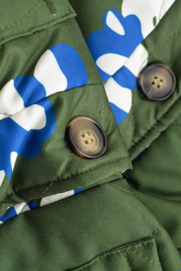 Heidi-Mode | Gedruckte Rundhals Einreihige Dünne Baumwolljacke