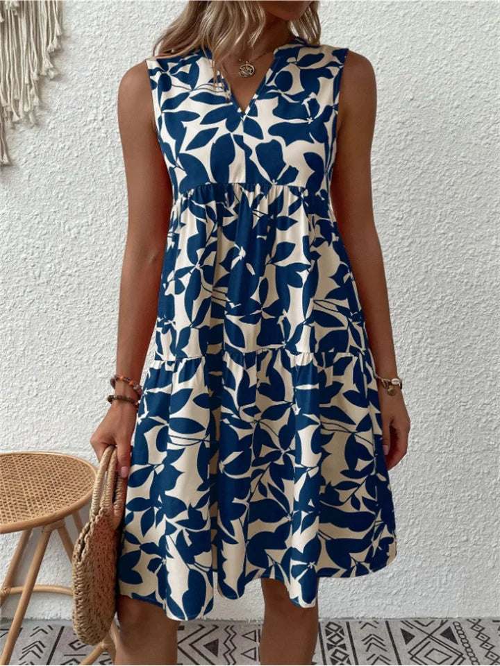 Heidi-Mode | Stilvolle Damenkleid mit Blattmotiv für Den Sommer