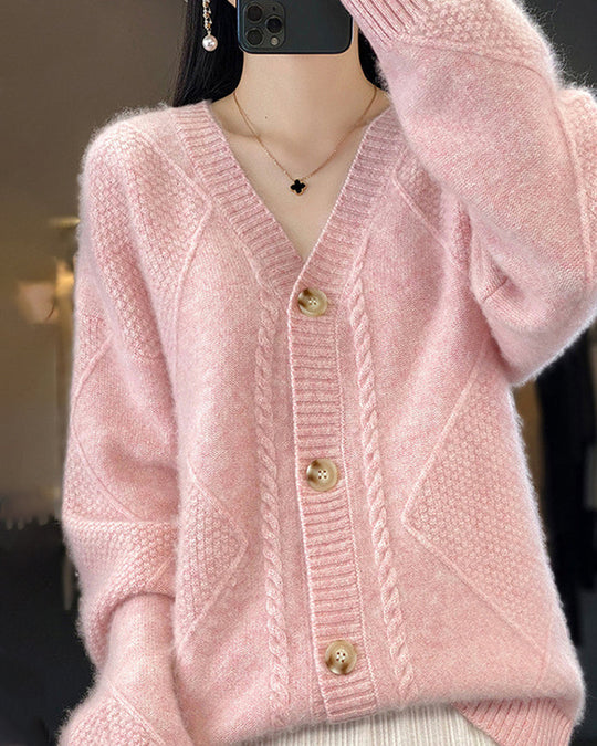 Eleganter Button-down Rosa Pullover