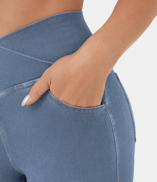 elastische ausgestellte Jeans mit hoher Taille