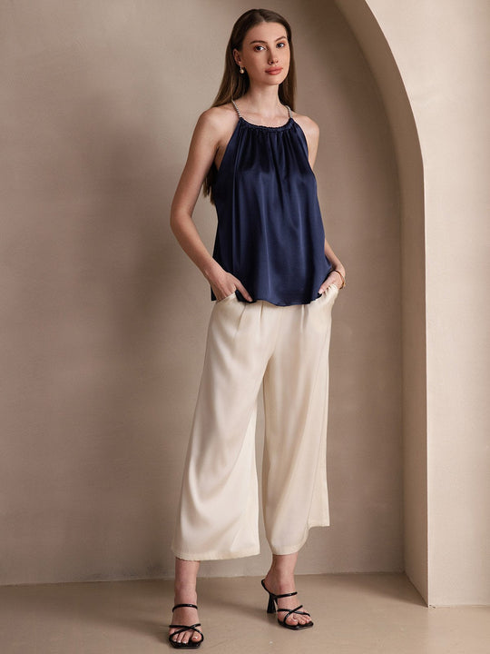 Heidi-Mode | Seiden Perlenknoten Hals Tanktop