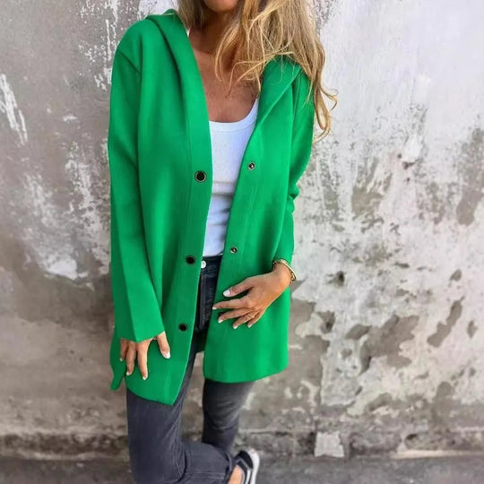Heidi-Mode | Lässiger einreihiger Cardigan mit Kapuze