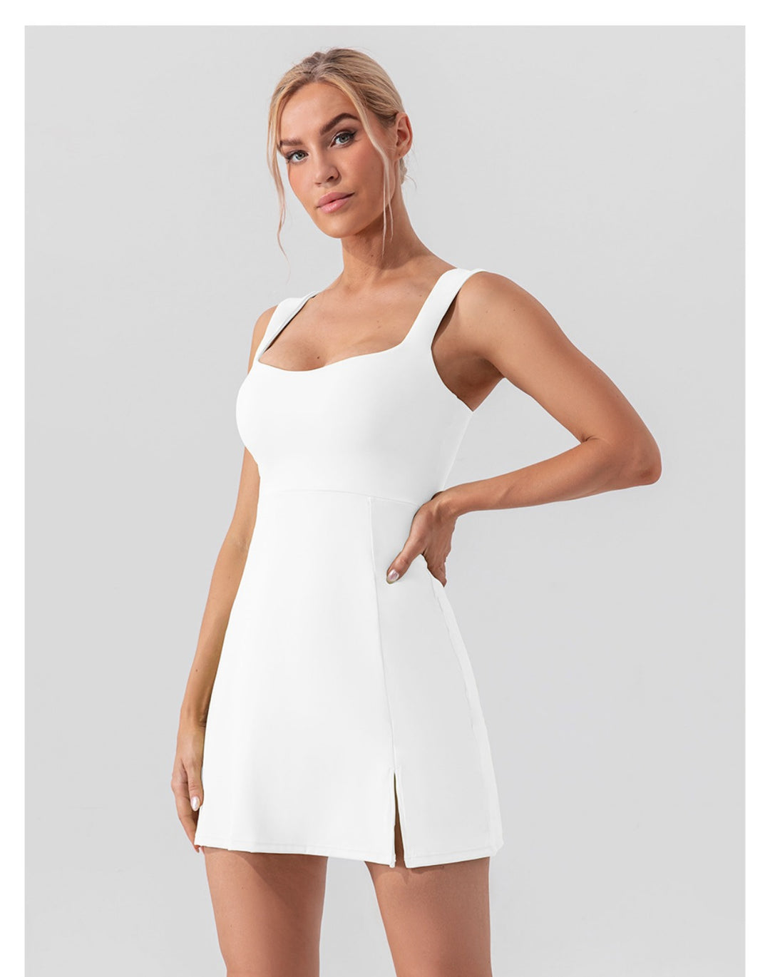 Heidi Mode | Hosenträger einfarbig Yoga Tennisrock leichtes Sportkleid