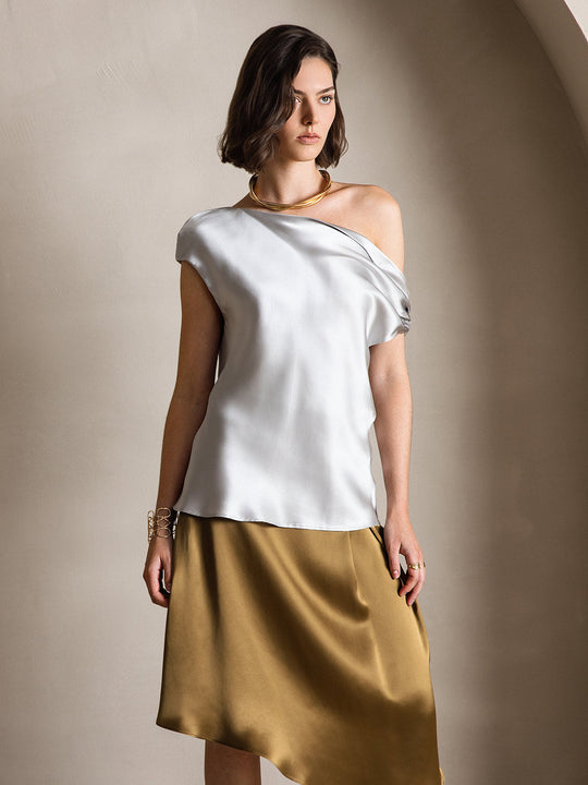 Heidi-Mode | Seiden Chic Ein Schulter Bluse