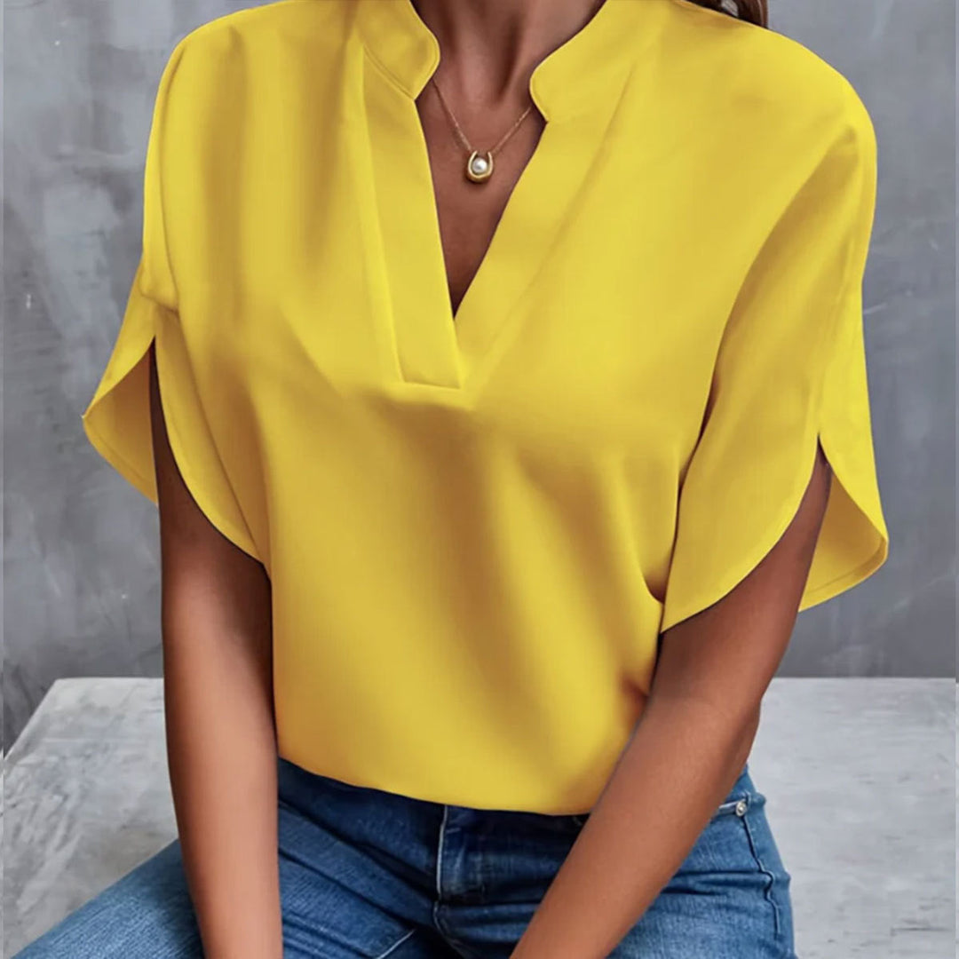 Heidi-Mode | Sommerliche Chiffon-Bluse mit V-Ausschnitt für Damen