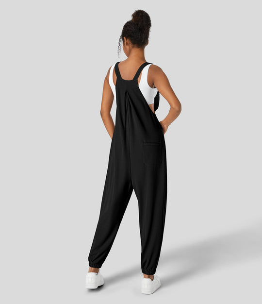 jumpsuit Mit Verstellbarem Gürtel Und Knöpfen, Mehreren Taschen Und Waffelmuster