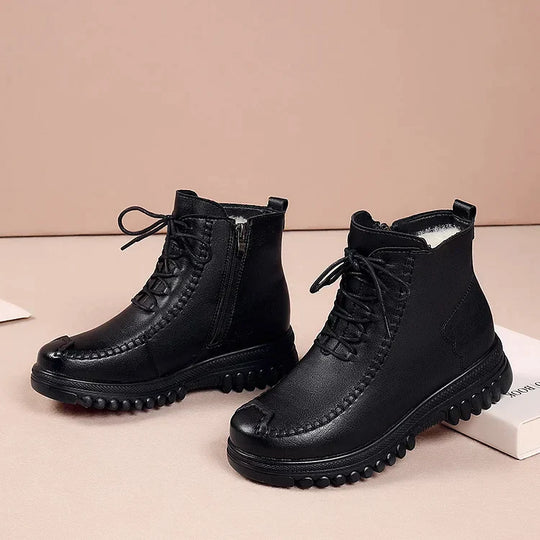 Heidi-Mode | Damen Warme Leder Martin Stiefel
