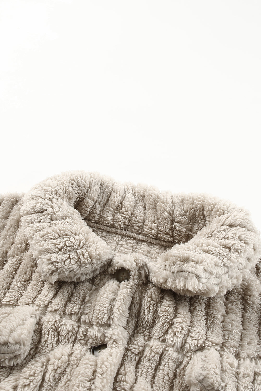 Unifarbene Plüsch Fleece Jacke Mit Knopfleiste