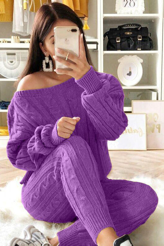 Heidi-Mode | Elevated Comfort Kabelpullover und Slim Fit Hosen Set