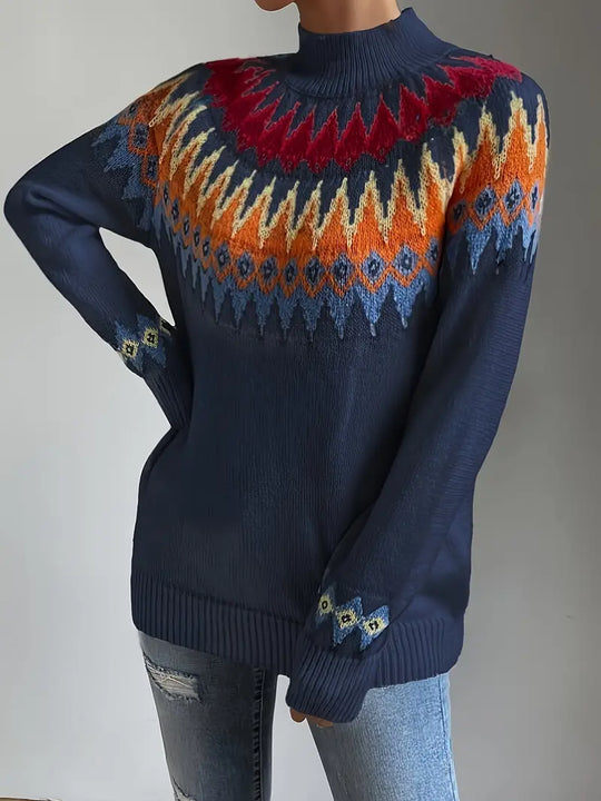 Heidi-Mode | Inspirierter Farbblock Strickpullover