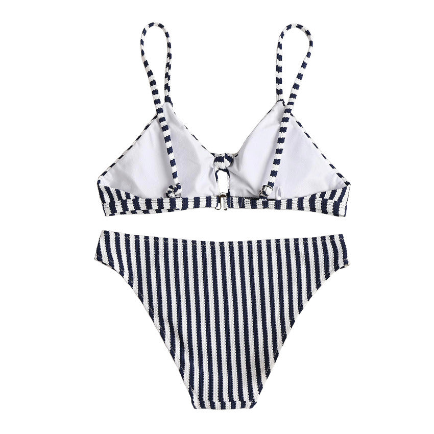 Damen Bikini-Set mit modischem Streifenmuster und verstellbaren Trägern Heidi-Mode