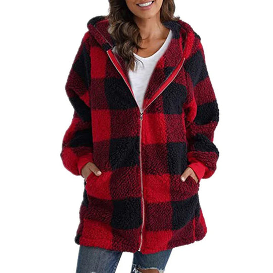 Heidi-Mode | Damen Plaid Jacke Kapuze
