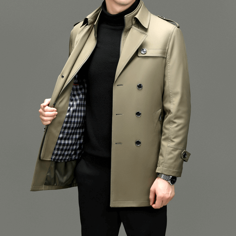 Heidi-Mode | Herren Doppelreiher Trenchcoat