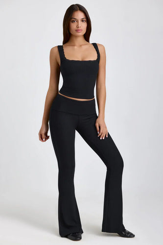 Heidi-Mode | Geripptes Modal Mid Rise Blus Top und Hose