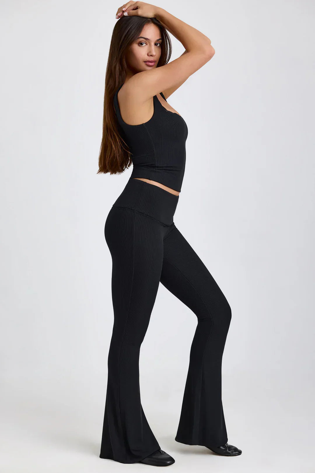 Heidi-Mode | Geripptes Modal Mid Rise Blus Top und Hose