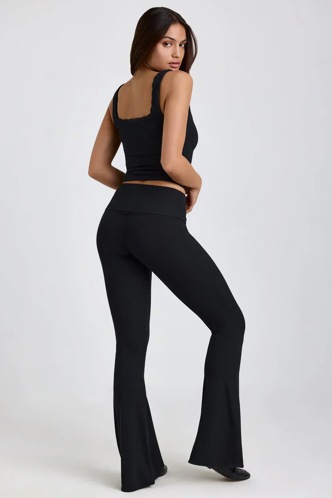 Heidi-Mode | Geripptes Modal Mid Rise Blus Top und Hose