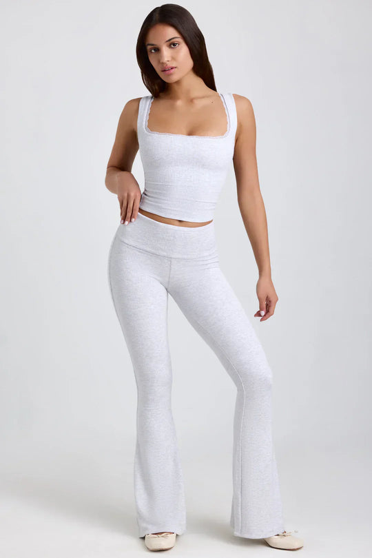 Heidi-Mode | Geripptes Modal Mid Rise Blus Top und Hose
