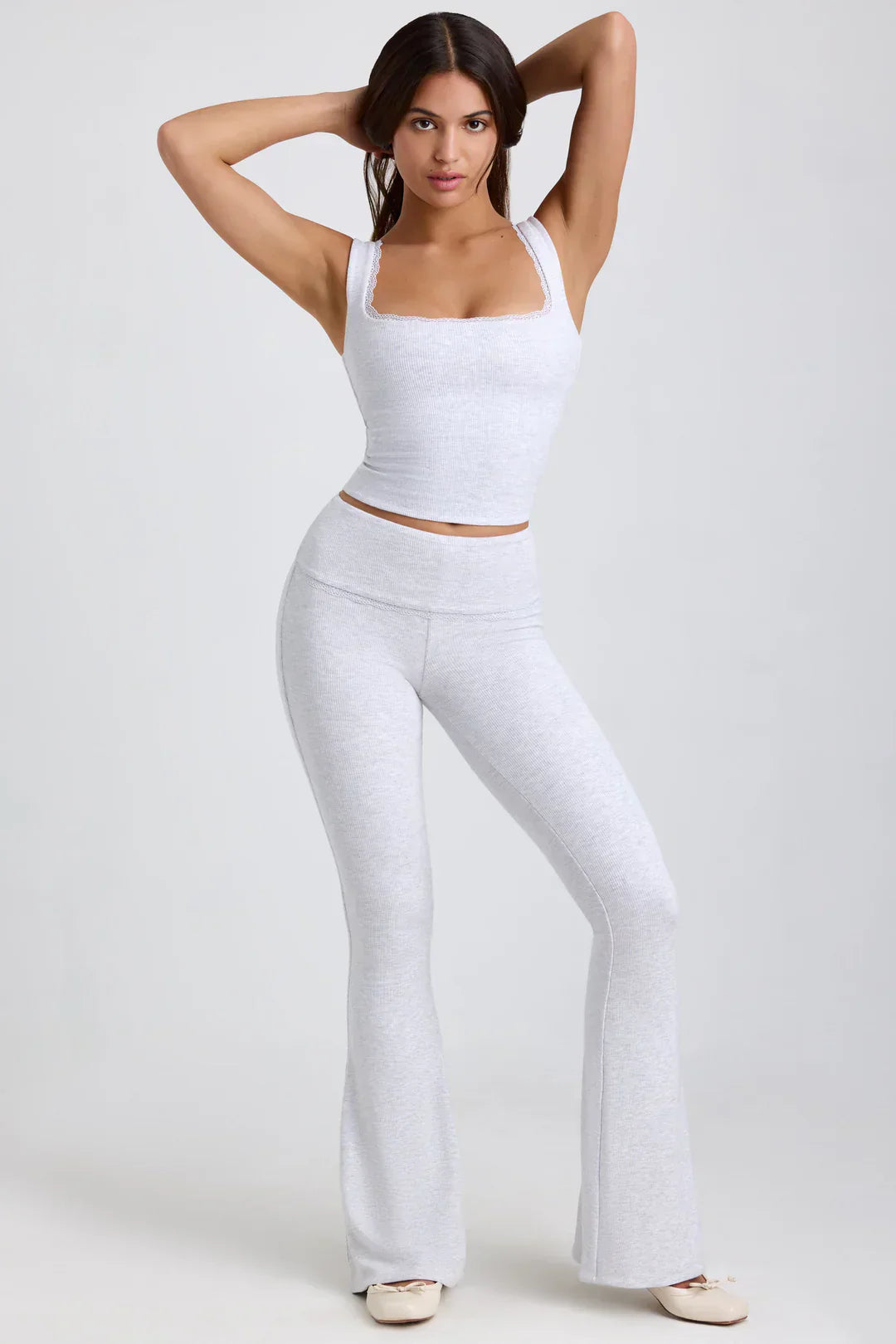 Heidi-Mode | Geripptes Modal Mid Rise Blus Top und Hose