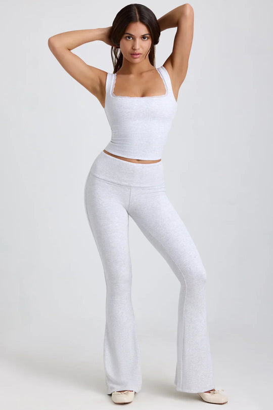 Heidi-Mode | Geripptes Modal Mid Rise Blus Top und Hose