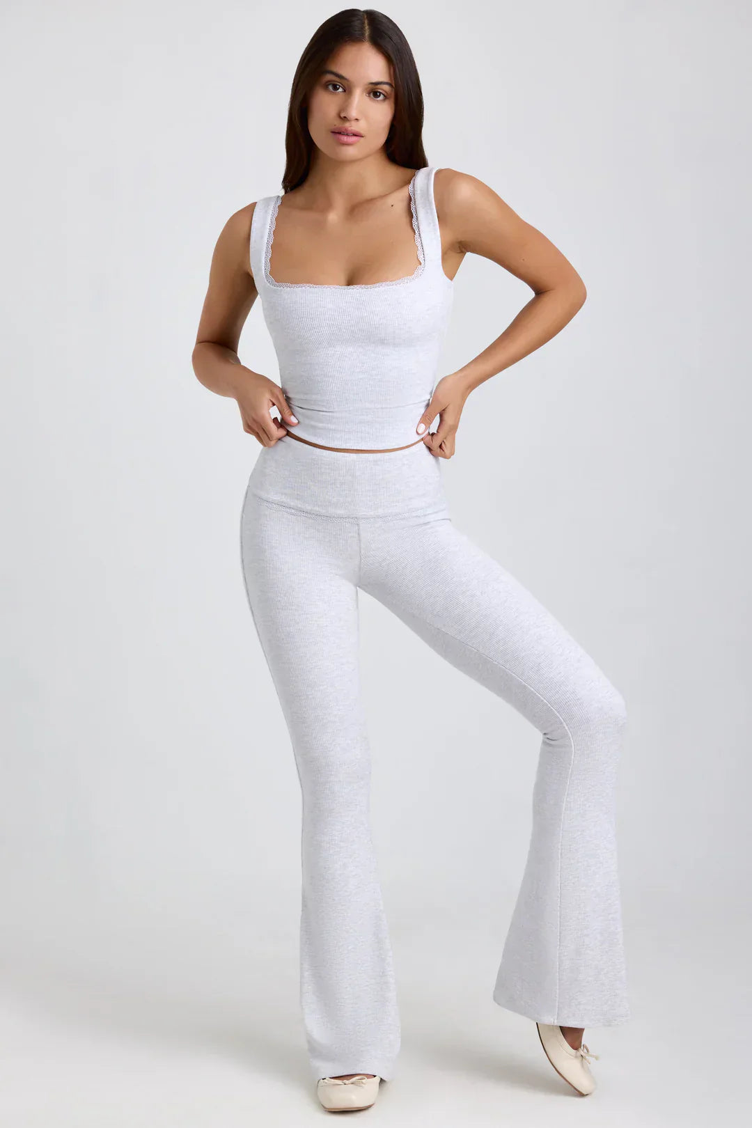 Heidi-Mode | Geripptes Modal Mid Rise Blus Top und Hose