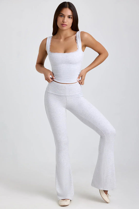 Heidi-Mode | Geripptes Modal Mid Rise Blus Top und Hose