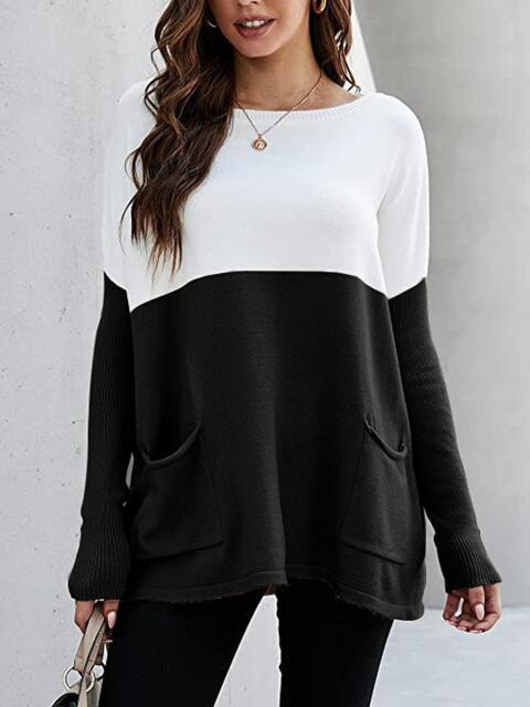 Heidi-Mode | Zwei-Ton Pullover mit Taschen