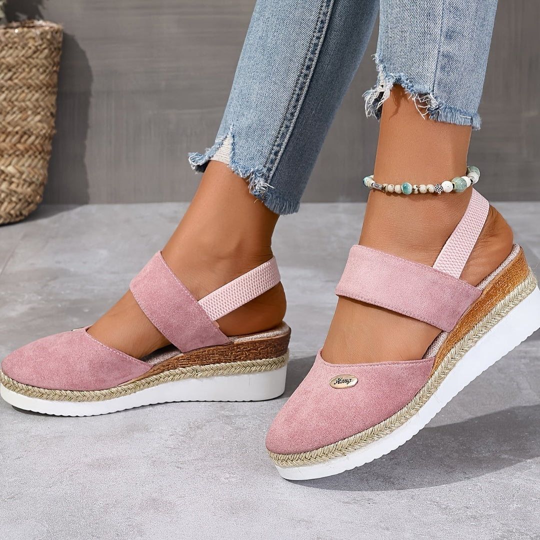 Heidi-Mode | Damen Sandalen Auf Plattform: Rutschfest, Geschlossene Zehe, Elastischer Riemen