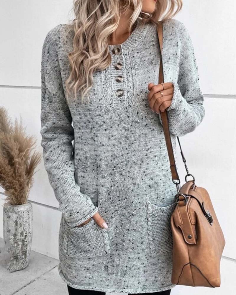 Heidi-Mode - Stilvolle Lange Sweatshirt mit Taschen für Winter Frauen