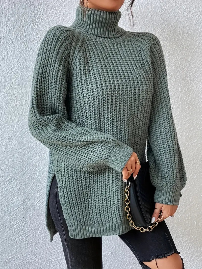 Heidi-Mode | Rollkragenpullover mit geteiltem Saum