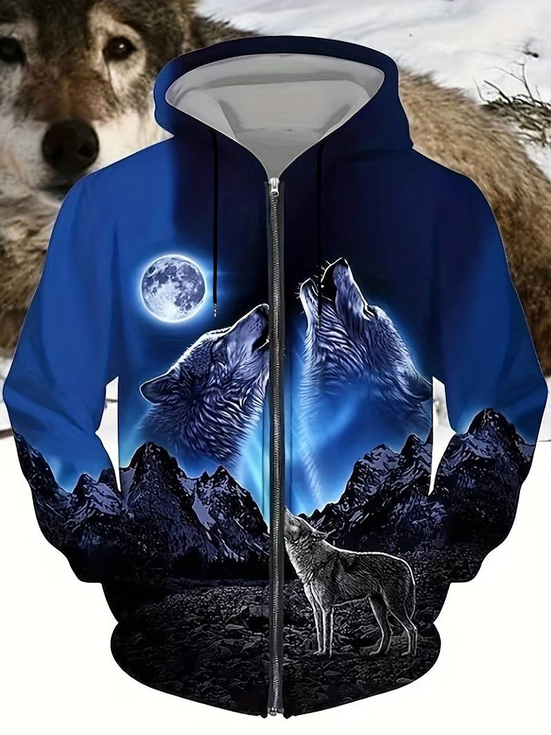 Heidi-Mode Kapuzenjacke im Wolfsdesign