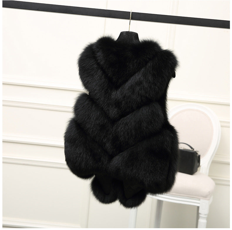 Damen Luxus Kunstfell Weste mit voluminösen Details Heidi-Mode