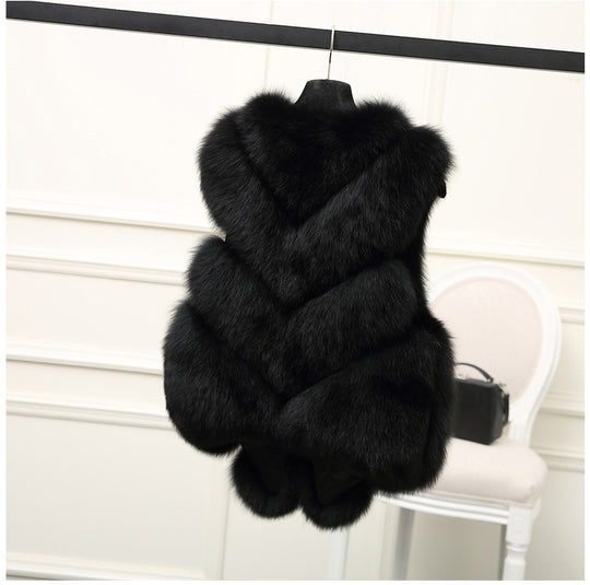 Damen Luxus Kunstfell Weste mit voluminösen Details Heidi-Mode