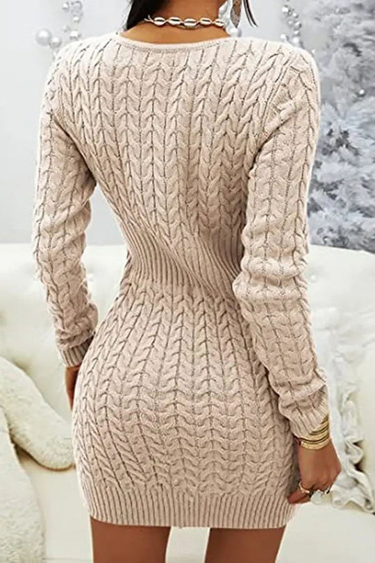 Heidi-Mode | Alle Herbst Sachen Kabel Reißverschluss Hals Strick Pullover Kleid