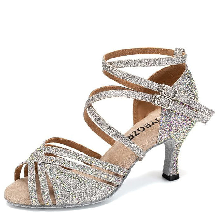 Heidi-Mode | Hot Drilling Lateinische Tanzschuhe Damen Mittelabsatz