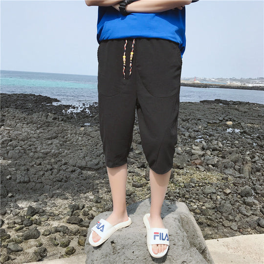 Herren lässige Leinenhose mit elastischem Bund und praktischen Taschen Heidi-Mode