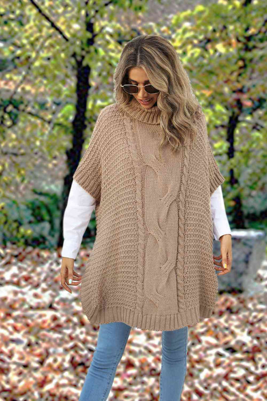 Heidi-Mode | Rollkragen Schlitz Kurzarm Pullover