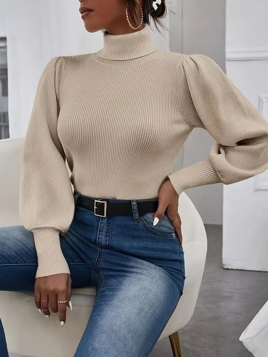 Heidi-Mode | Geschnittener Pullover mit eleganten Laternenärmeln