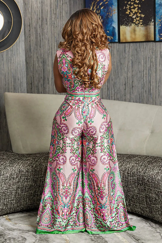 Paisley Satin Jumpsuit