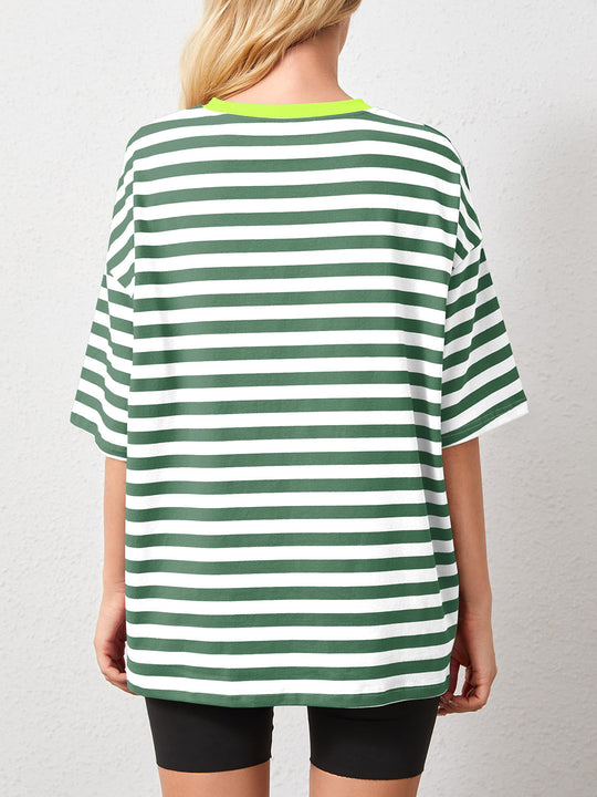 Heidi-Mode | Gestreiftes Rundhals-Halbarm-T-Shirt
