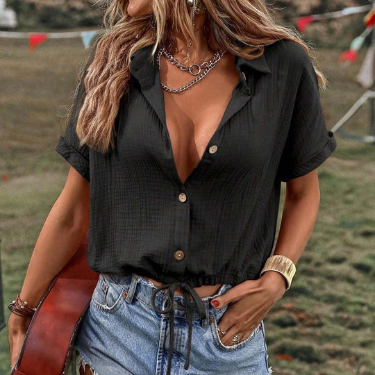 Heidi-Mode | Stilvolle Kurzarmbandknopf Polo Bluse