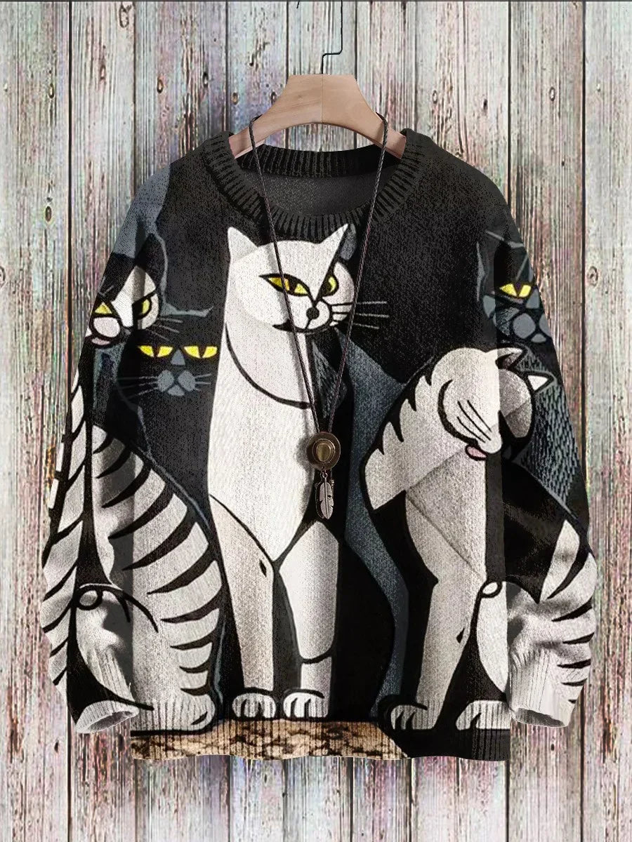 Heidi-Mode | Stijlvolle Sweater Met Kattenprint Voor Vrouwen